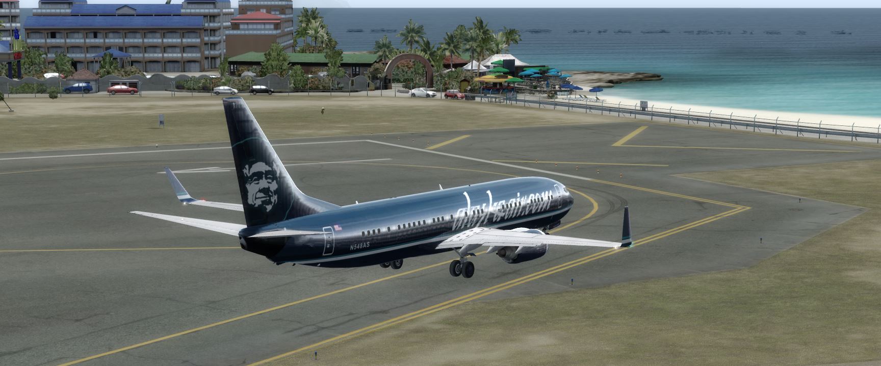 B737 Alaska Old Blue livery@ TNCM-7006 