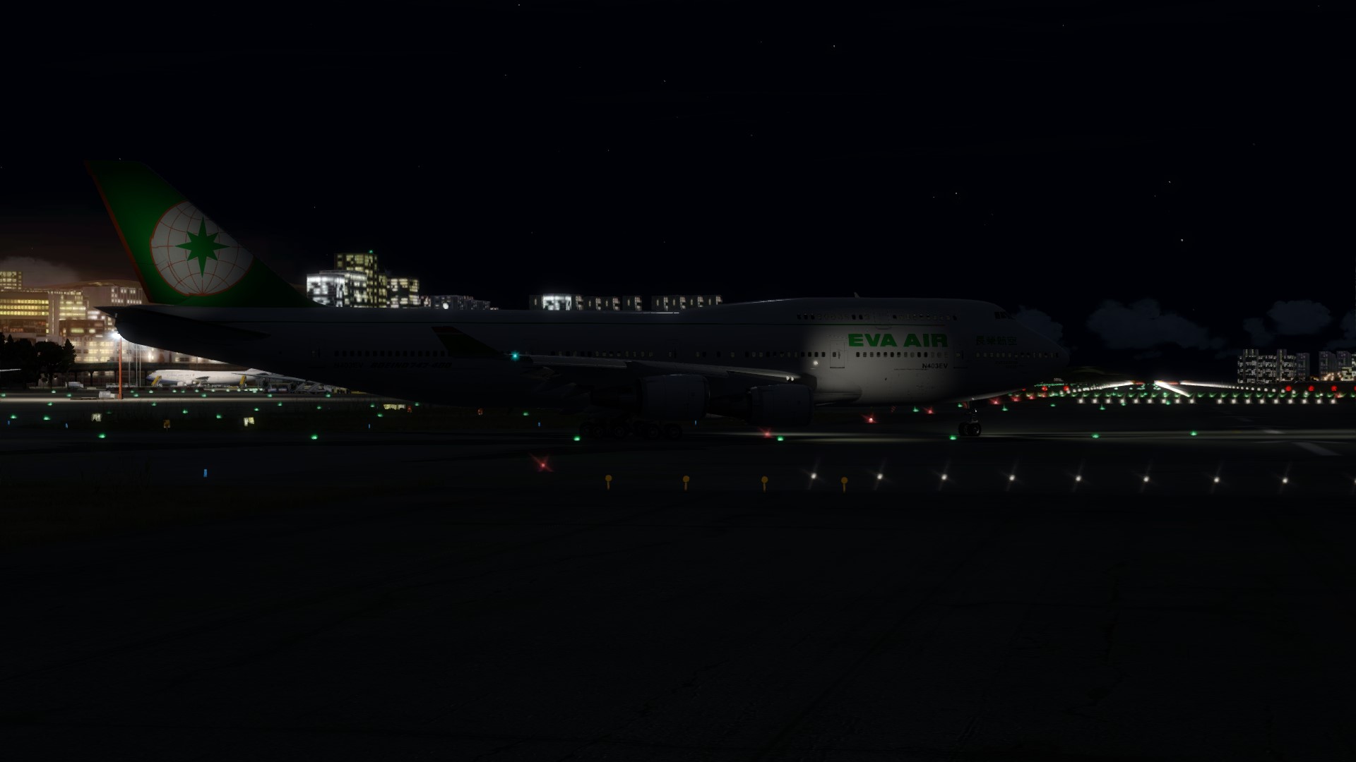 长荣航空747-45EM VHHX-VHHX夜间飞行-7758 
