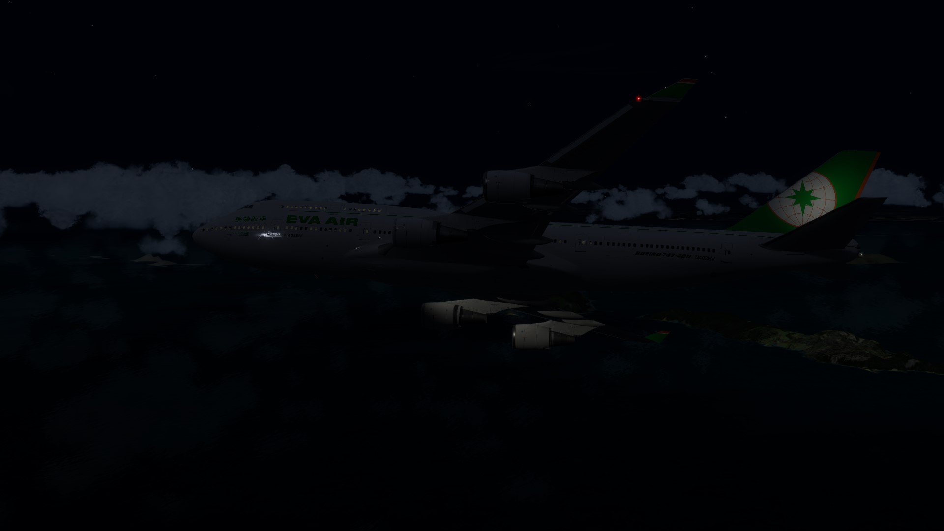 长荣航空747-45EM VHHX-VHHX夜间飞行-719 